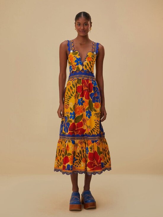 FARM Rio Dresses & Skirts - Yellow Floral Yard Lenzing™ Ecovero™ Euroflax™ Midi Dress